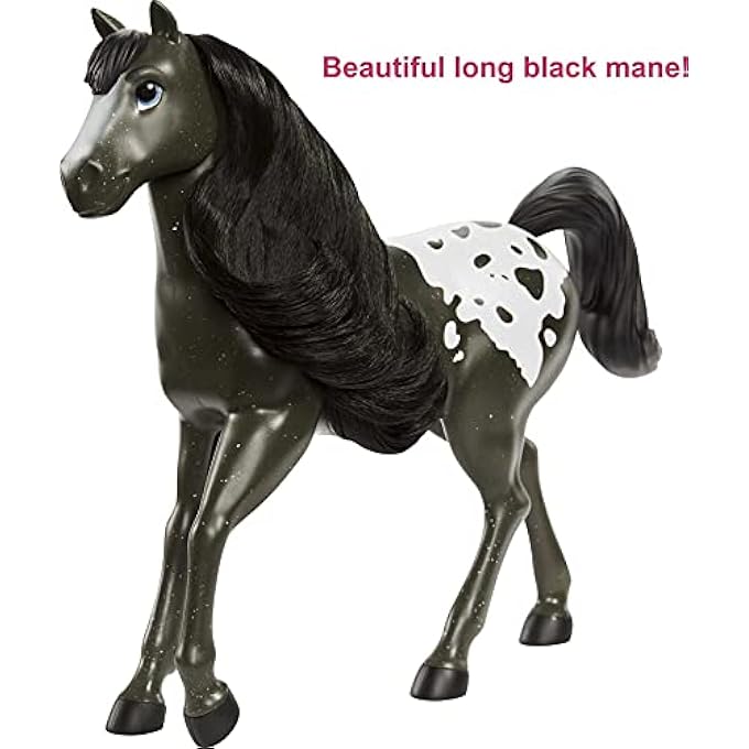 SPIRIT UNTAMED HERD HORSE (APPROX. 8-IN), MOVING HEAD, BLACK PINTO WITH LONG BLACK MANE & PLAYFUL STANCE, GREAT GIFT FOR HORSE FANS AGES 3 YEARS OLD & UP - Image 2